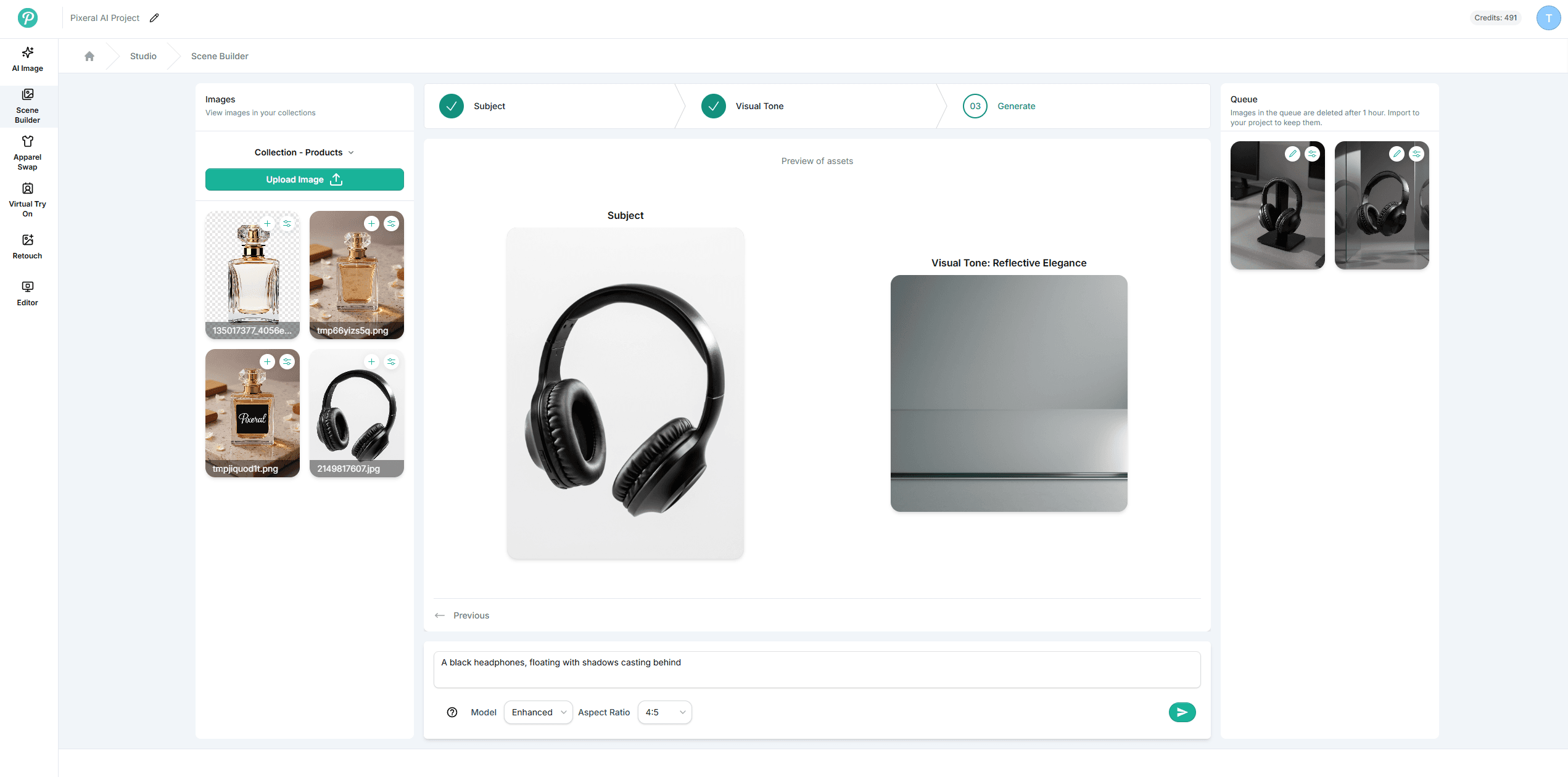 Pixeral Studio dashboard highlighting batch editing, collections, and AI controls